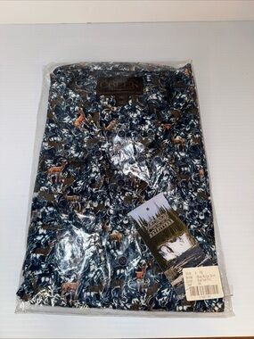 Madison Creek Outfitters Deer Wildlife Button Up Shirt Blue 2XL Long Sleeve